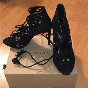 Never worn Zara lace up heels
